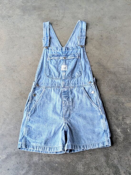 Vintage Pants - Vintage Lee Riveted Dungarees Blue Denim Bib Overalls Shortalls